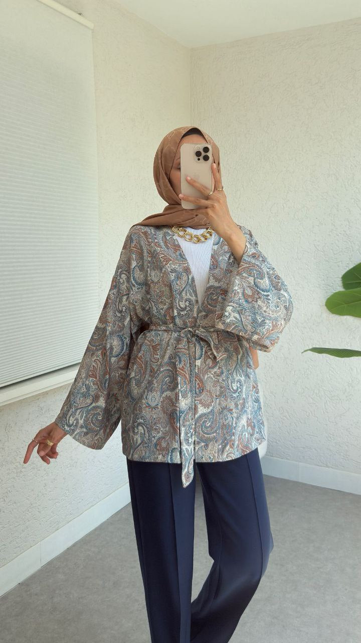 كيمونو بيج معرق ازرق ✨