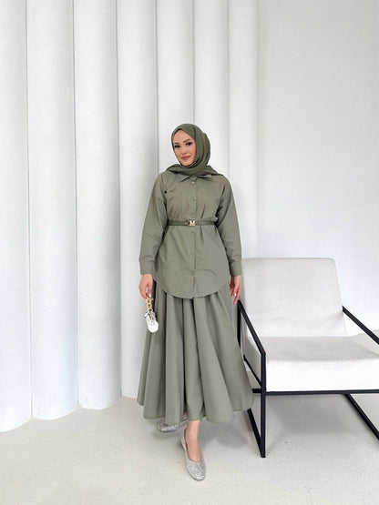 طقم تنورة مع كمر ✨