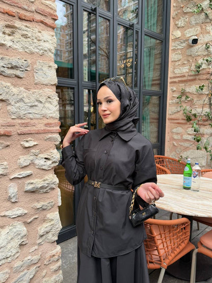 طقم تنورة مع كمر ✨