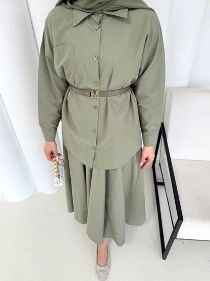 طقم تنورة مع كمر ✨