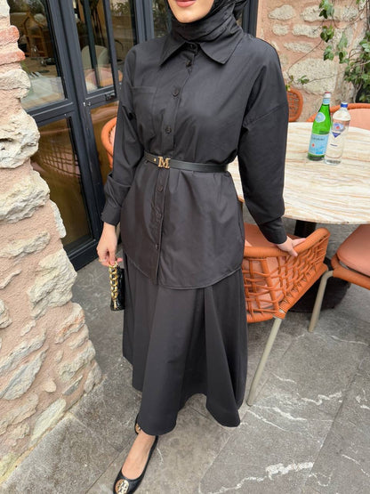 طقم تنورة مع كمر ✨