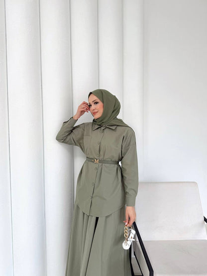 طقم تنورة مع كمر ✨