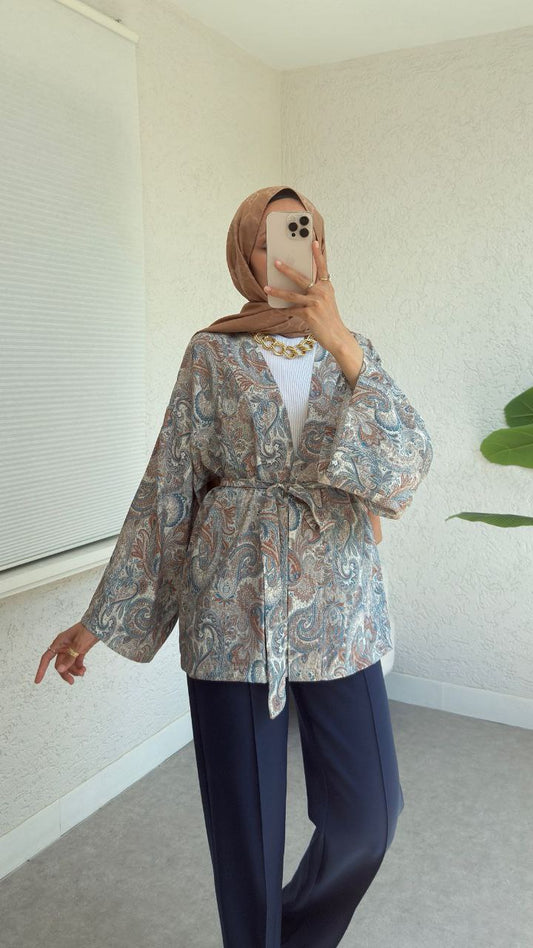 كيمونو بيج معرق ازرق ✨