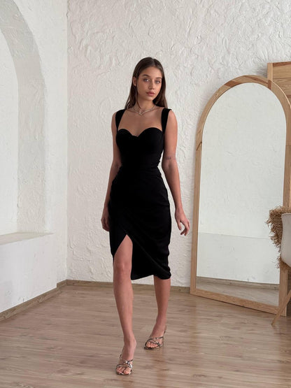 فستان لايكرا مع فتحة✨