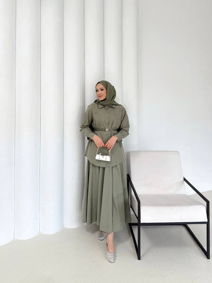 طقم تنورة مع كمر ✨